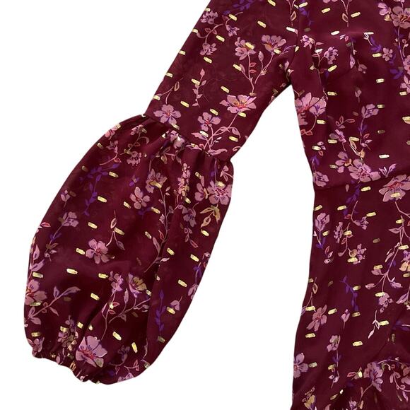 Altar’d State Lissa Faux Wrap Floral Mini Dress Small Fairycore Flowy Babydoll - Picture 3 of 14